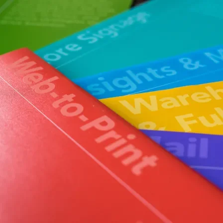 Colorful folders with text on them
