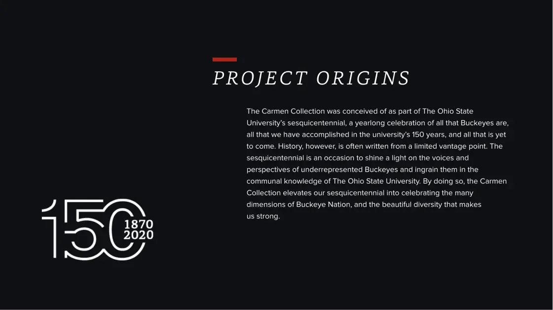Image showing a paragraph and graphic styling for the OSU Carmen Collection website 