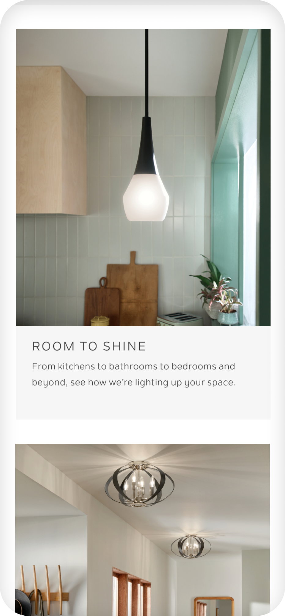 homepage product attributes titled "Room to Shine"