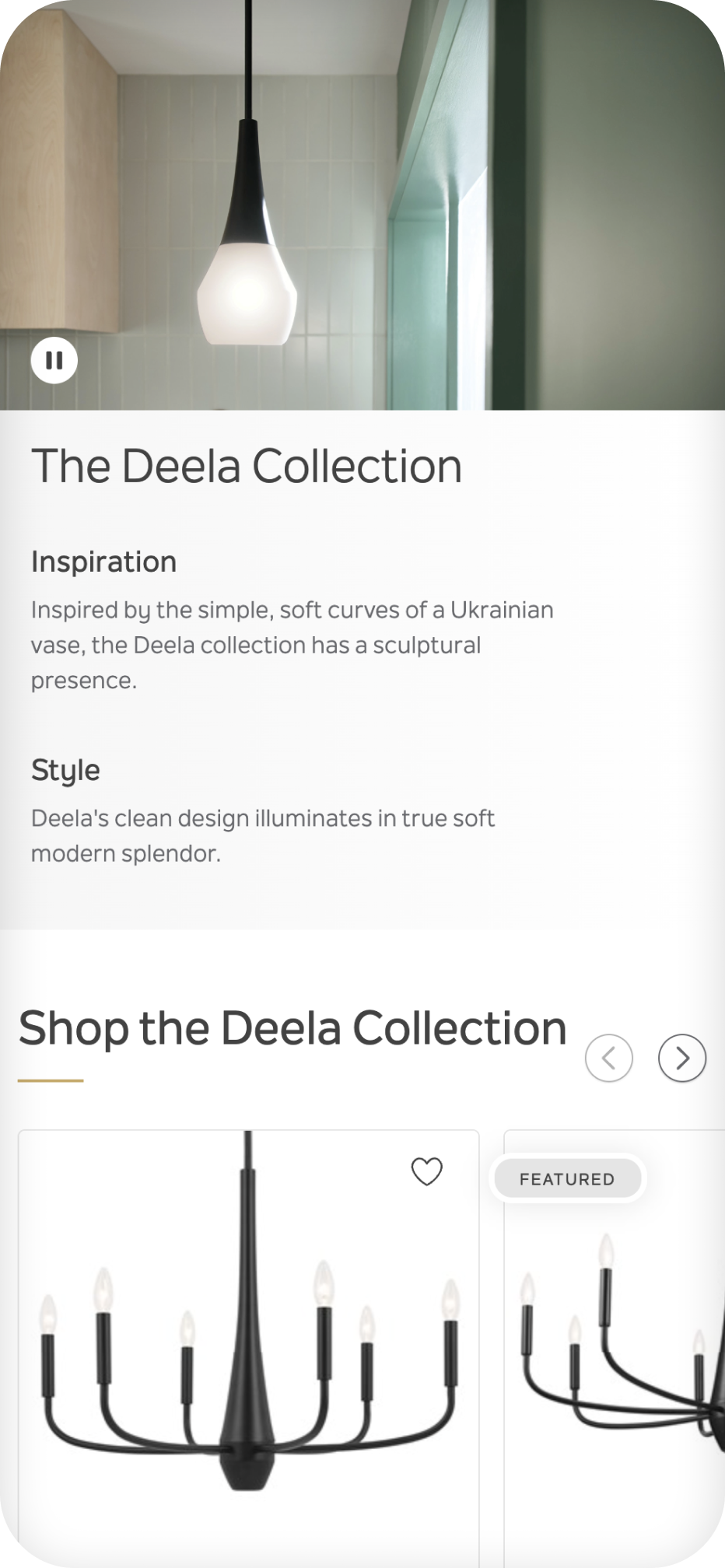Section of product detail outlining the style and inspiration of "The Deela Collection"