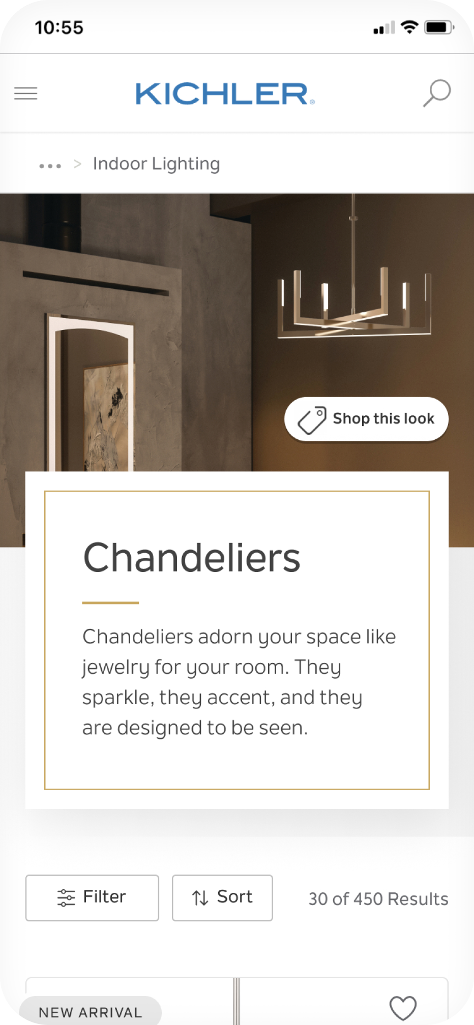 product shelf section featuring Chandeliers