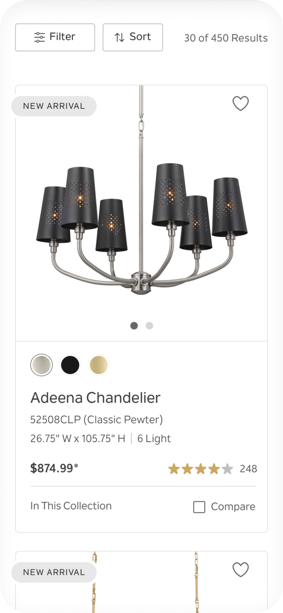 Listing for an Adeena Chandelier