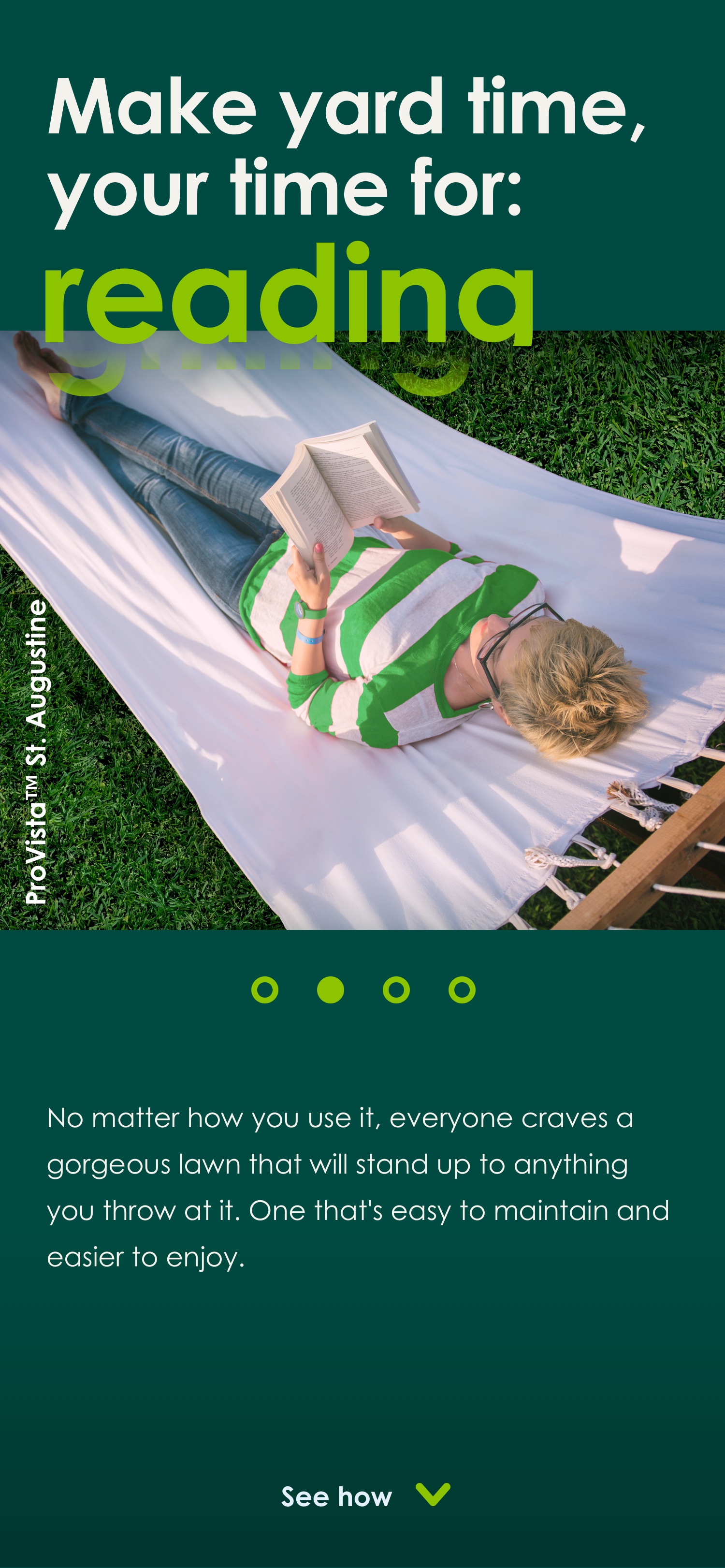 Scotts ProVista featured sections about how to enjoy your lawn