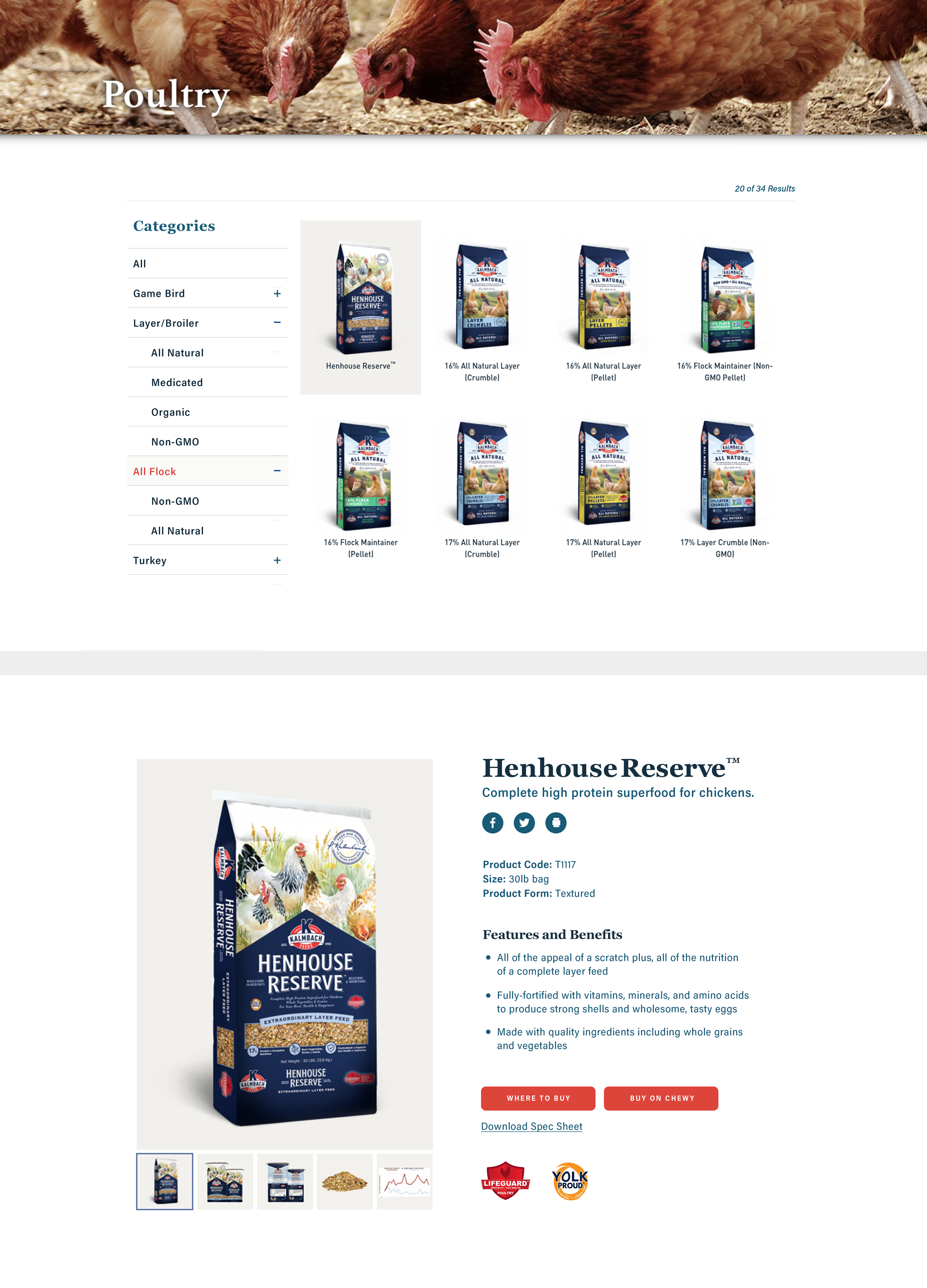 2 screenshots showing a product listing page and a product detail page