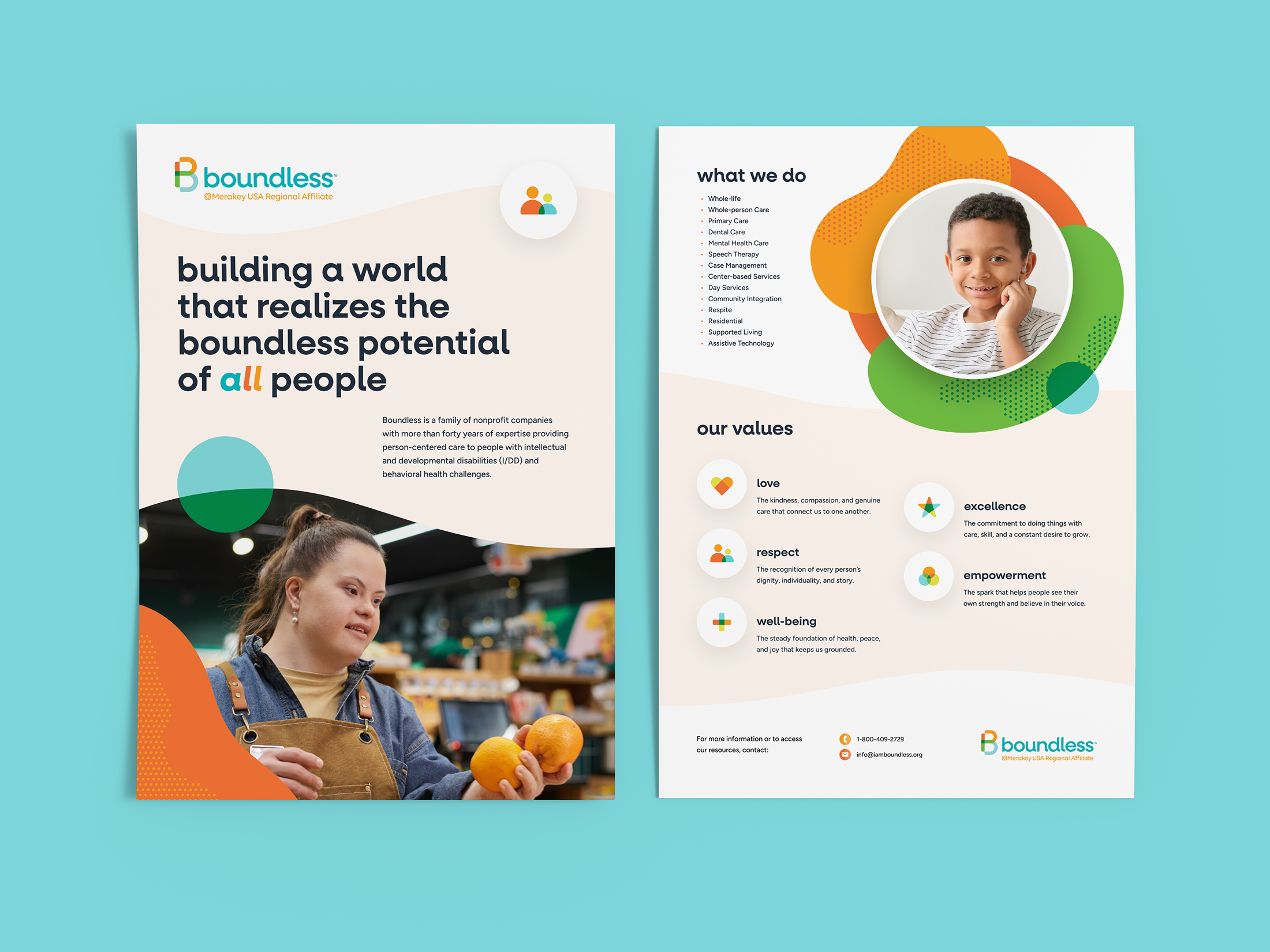 Front and back of Boundless flyer design.