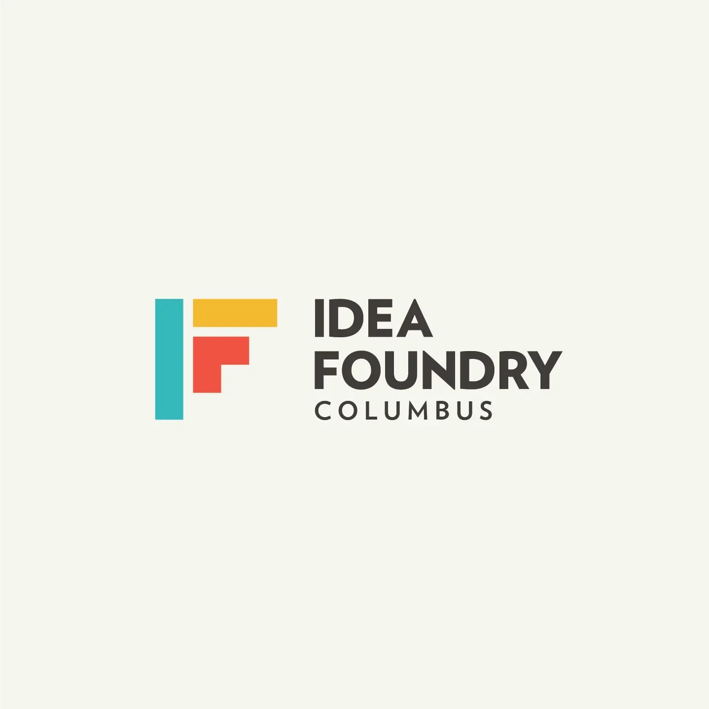 full color idea foundry logo in yellow blue and red