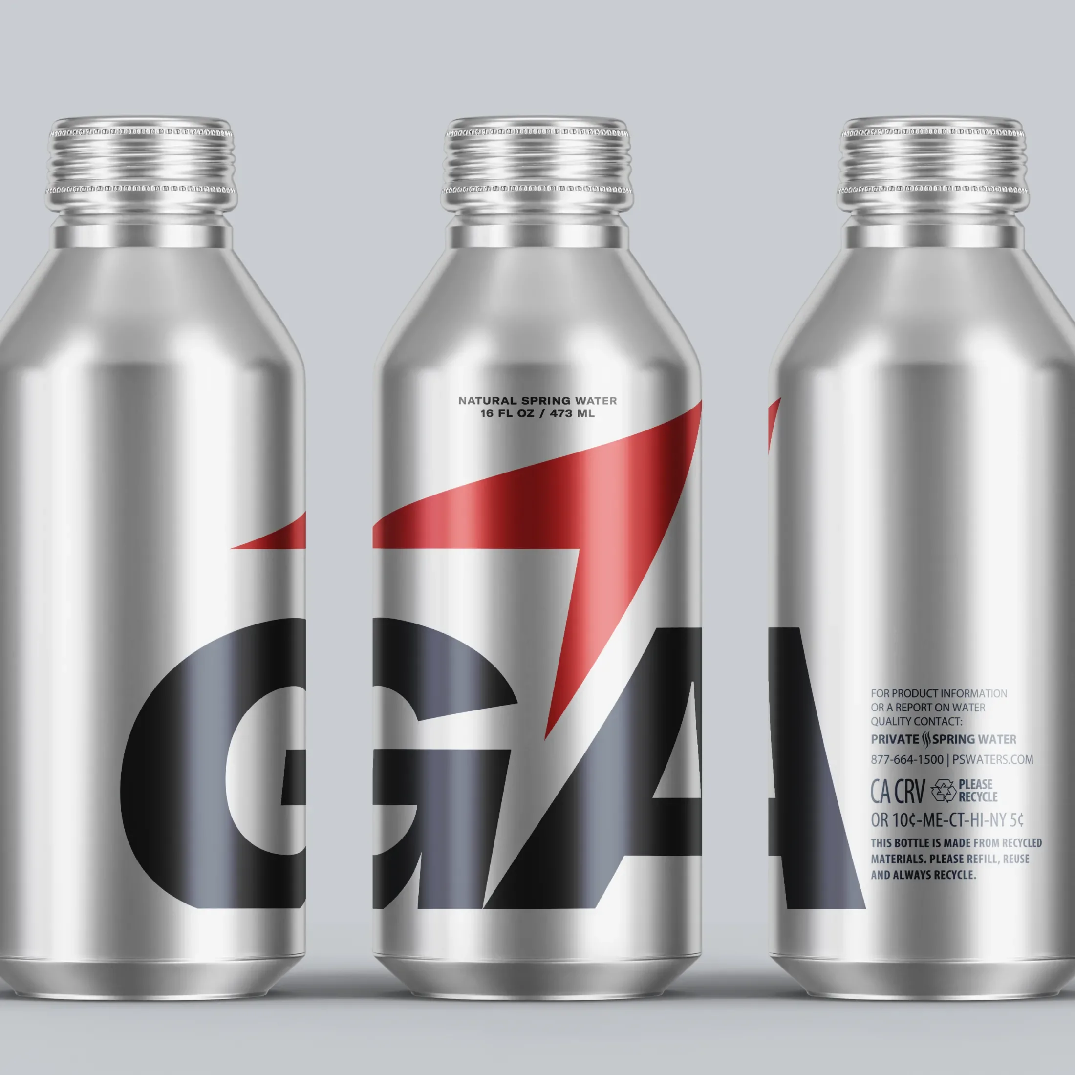 mockup of a gridiron aluminum water bottle