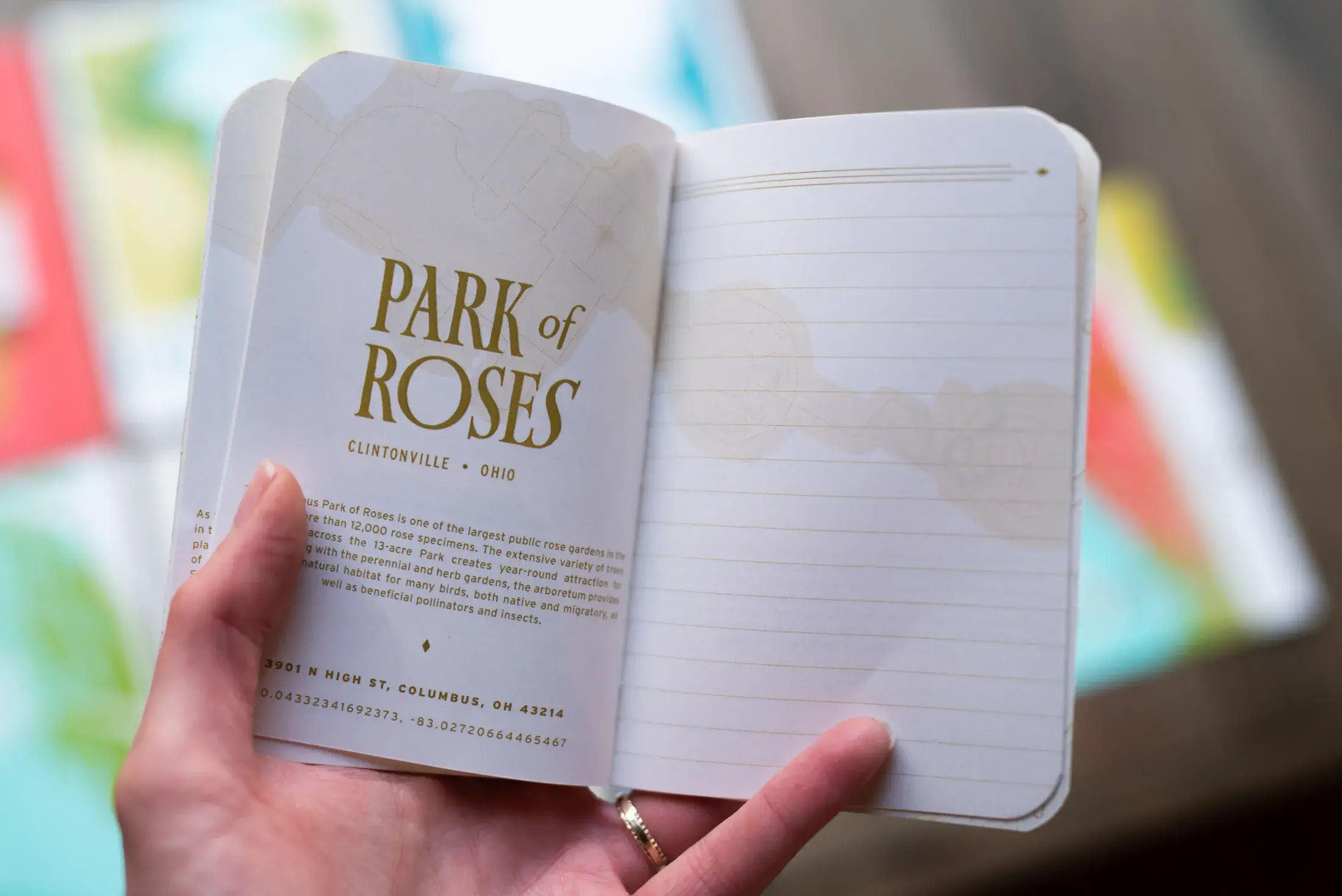 Park of Roses page inside the notebook