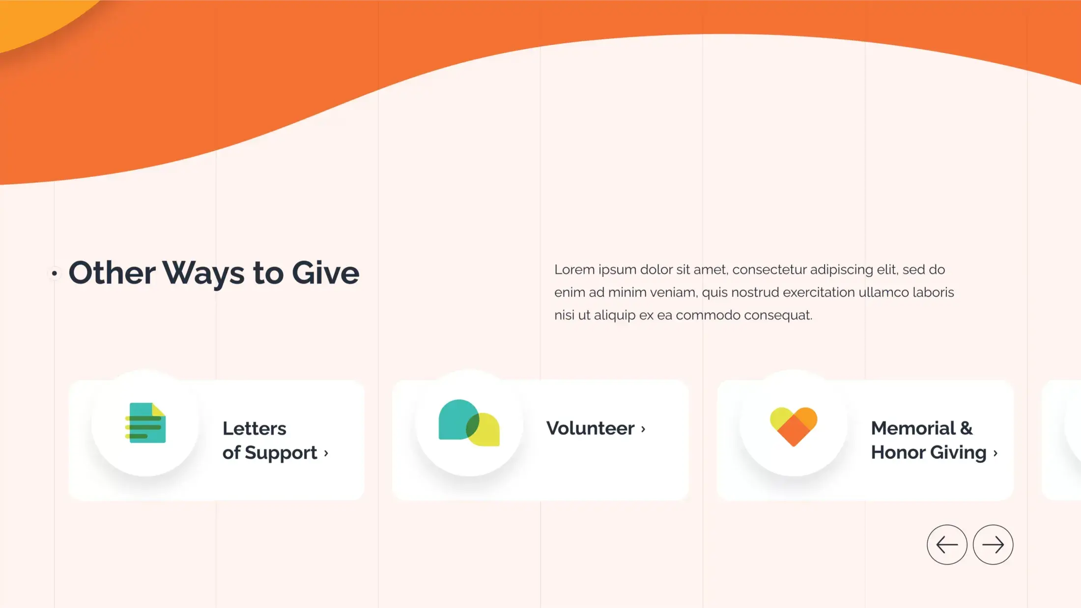 Other ways to give section on donate page