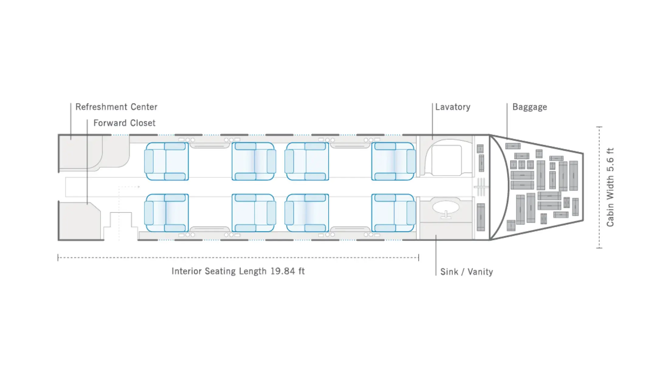 New illustration style of aircraft floorplans