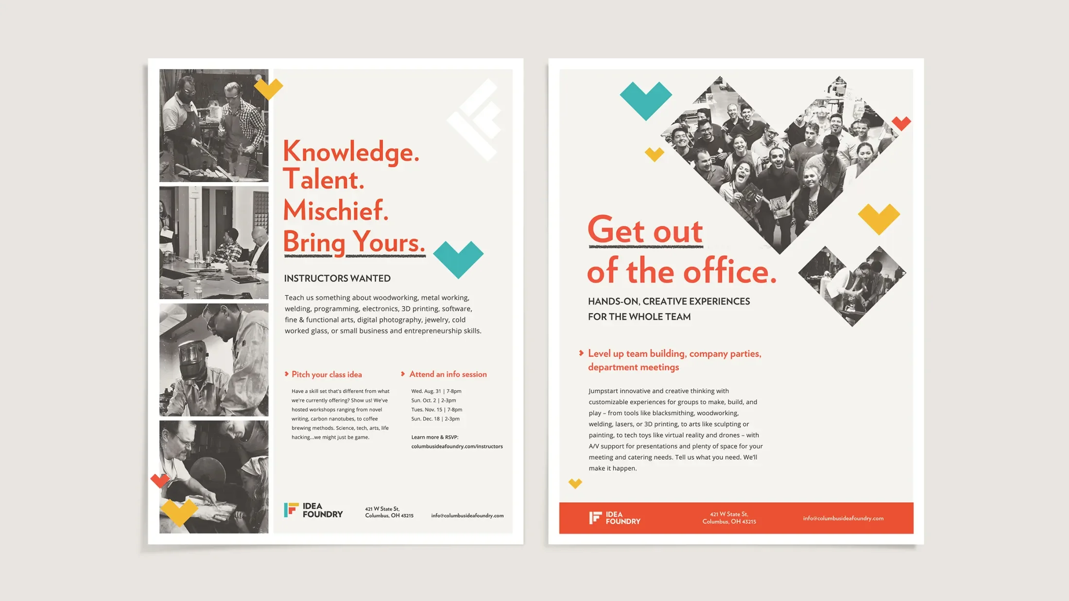 2 posters for the idea foundry showing the brand templates