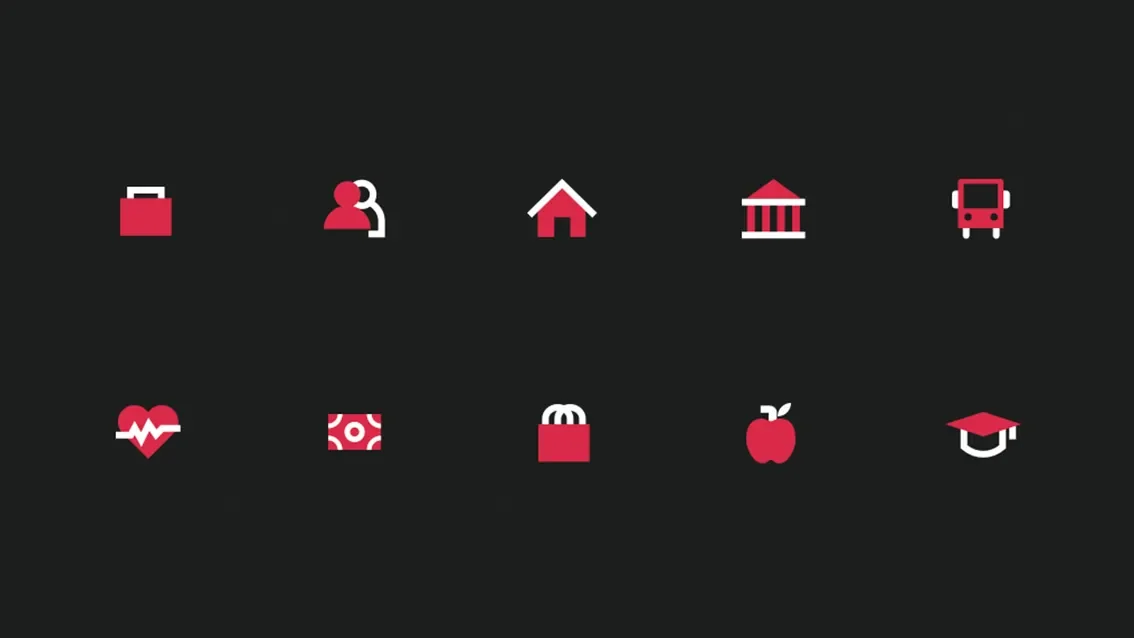 pink and white icons representing various aspects of BYMOC resources