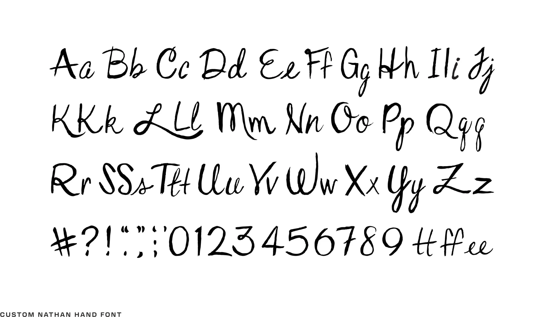 A font comprised of letters that look handwritten