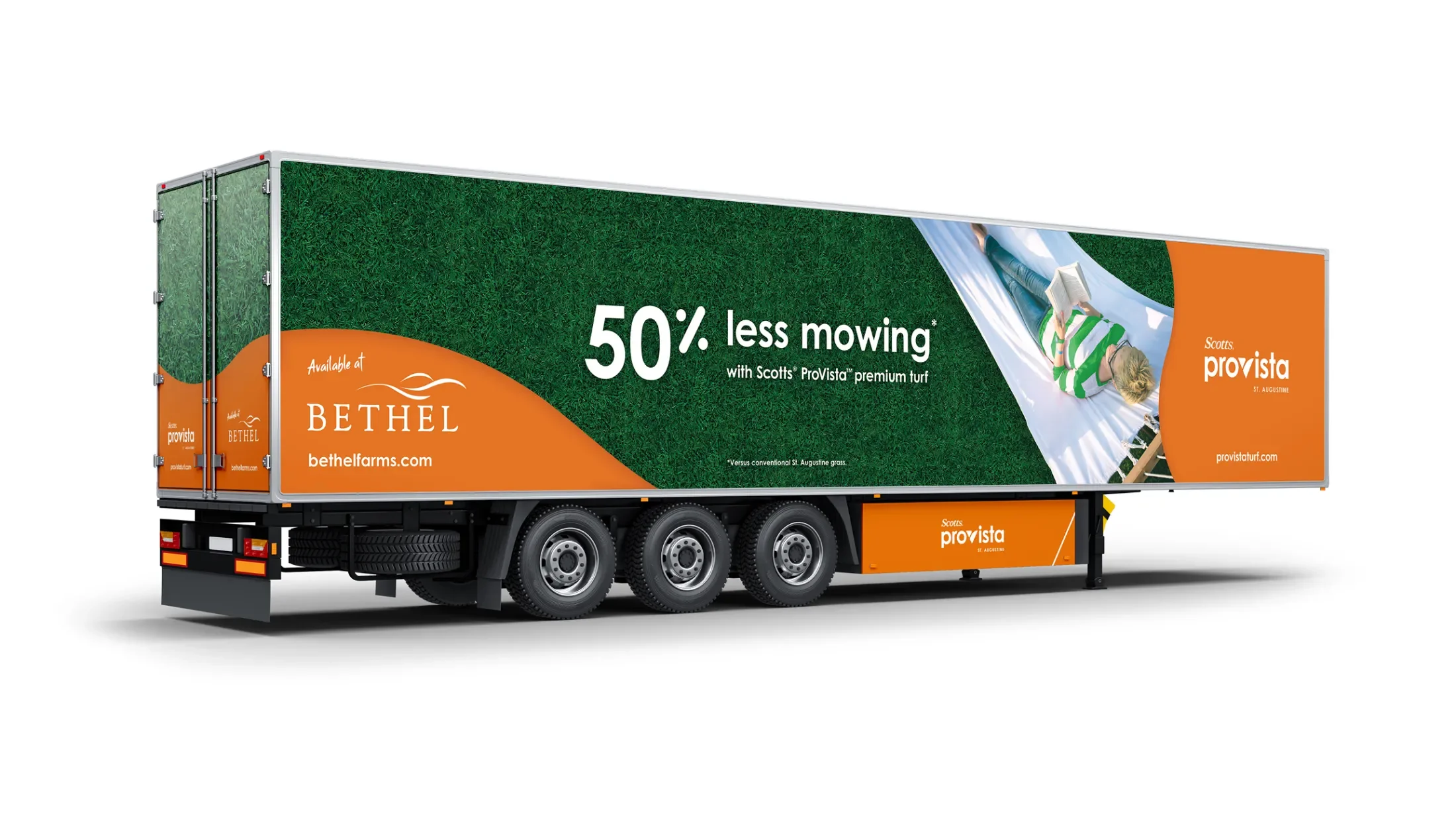 An example of Scotts Provista St. Augustine branded truck wrap