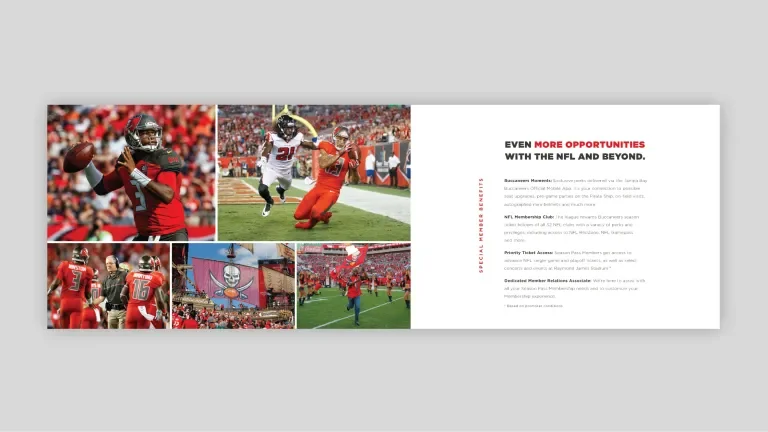 Season pass brochure spread, special member benefits overview