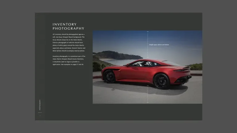 Style guide page on inventory photography