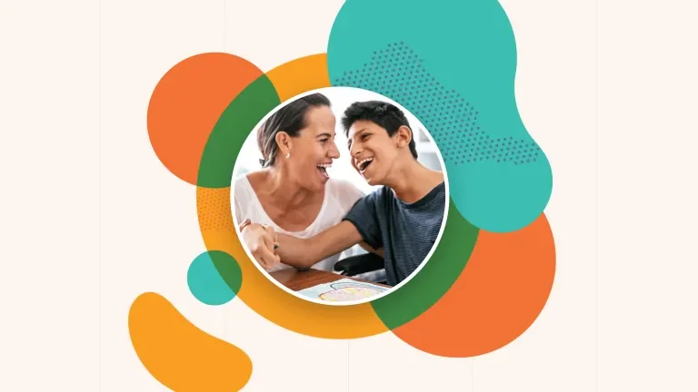 two people looking at each other and smiling