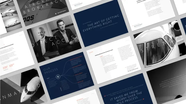 Grid showing pages of a QS Partners booklet