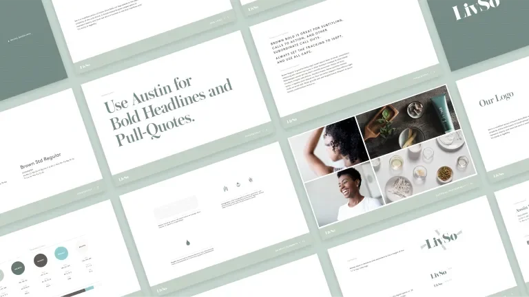 Collage of pages from the style guide