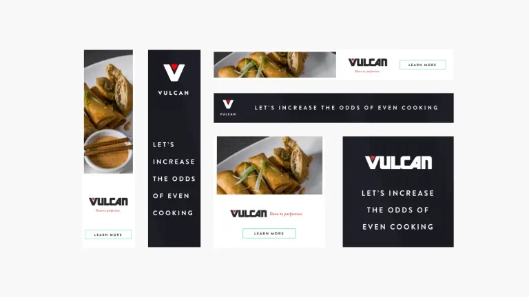 Collage of several brand assets with the message "Let's increase the odds of even cooking."