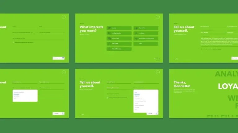 Multiple screens showing the different states of a form field