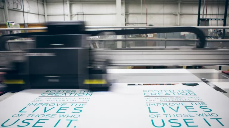 Action shot of one of Baesman's printing machines