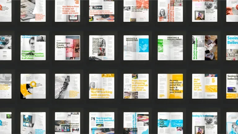 Example showing a spread of various Baesman prints