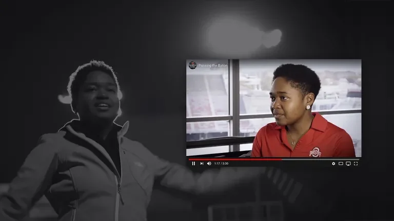 dark background image with a video player overlaid on top