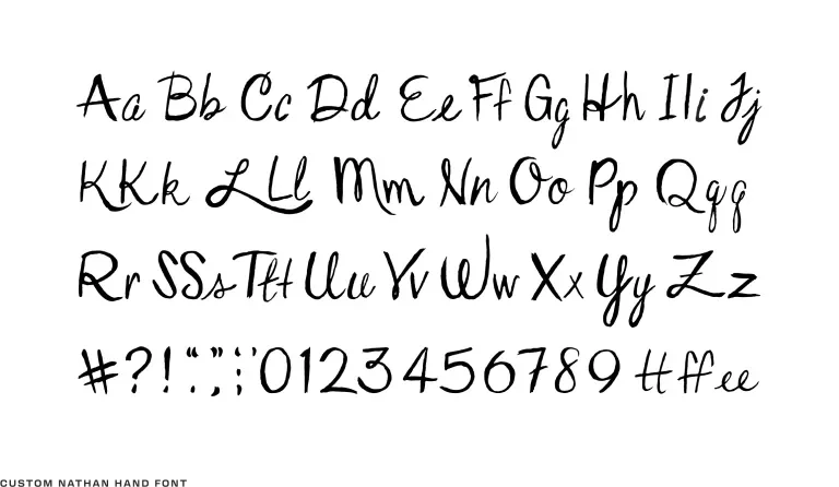 A font comprised of letters that look handwritten