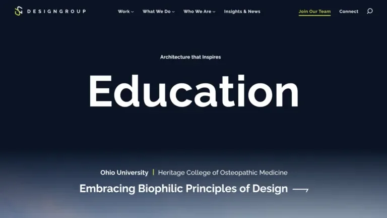 Screenshot of Education page