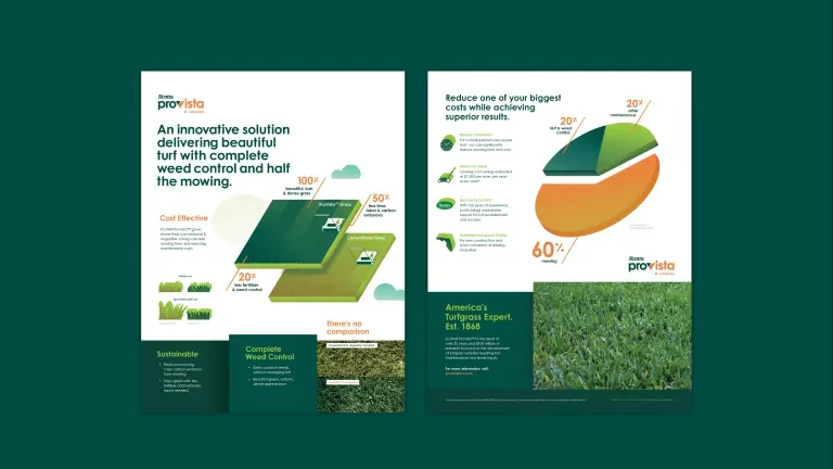 2 up image showing examples of info graphics in the Scotts Provista brand style 