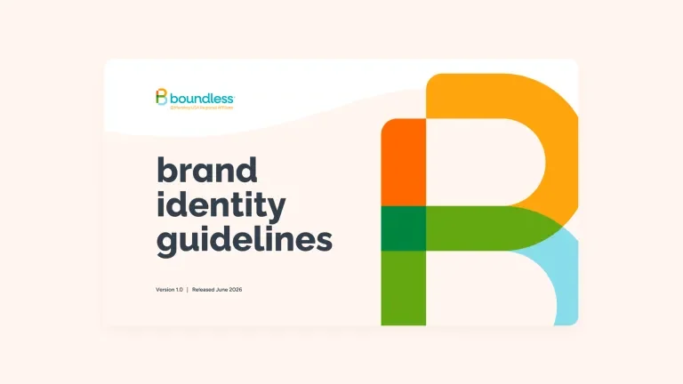 Cover of Boundless Brand Identity Guidelines with large cropped Empowered B