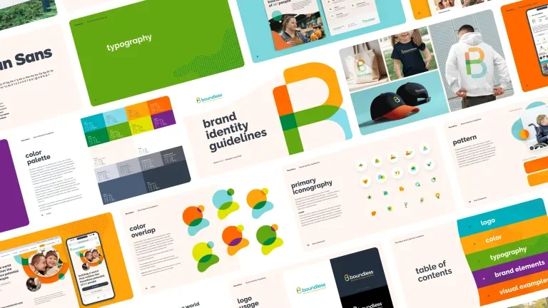 Grid of pages from the Boundless Brand Identity Guidelines.