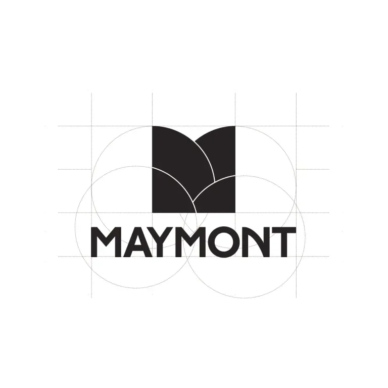 construction lines over the maymont font showing customization of the letterforms