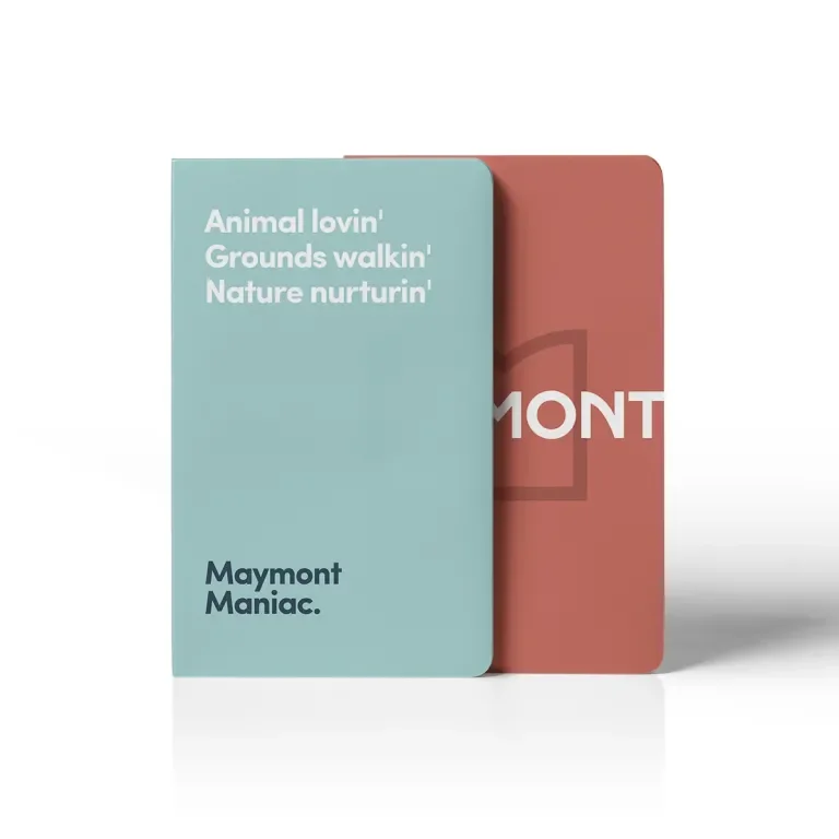 maymont brand fieldnotes in blue and red