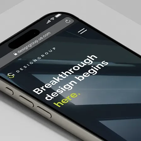 DesignGroup website on mobile device