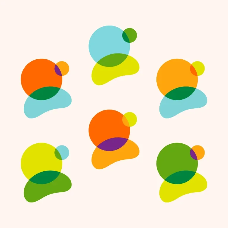 Examples of color overlap usage of shapes, using the Boundless color palette.