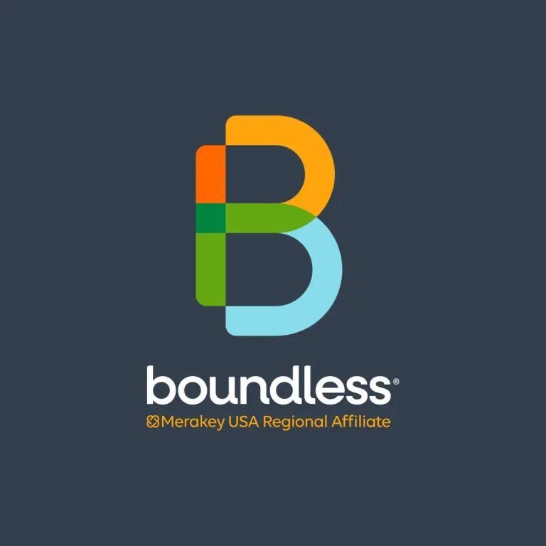 Boundless logo reversed on slate background