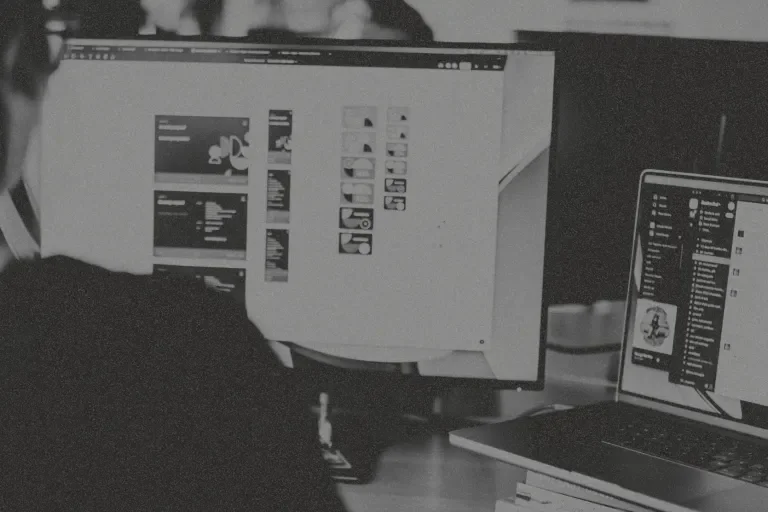 Bonfire Red graphic designer working at desk