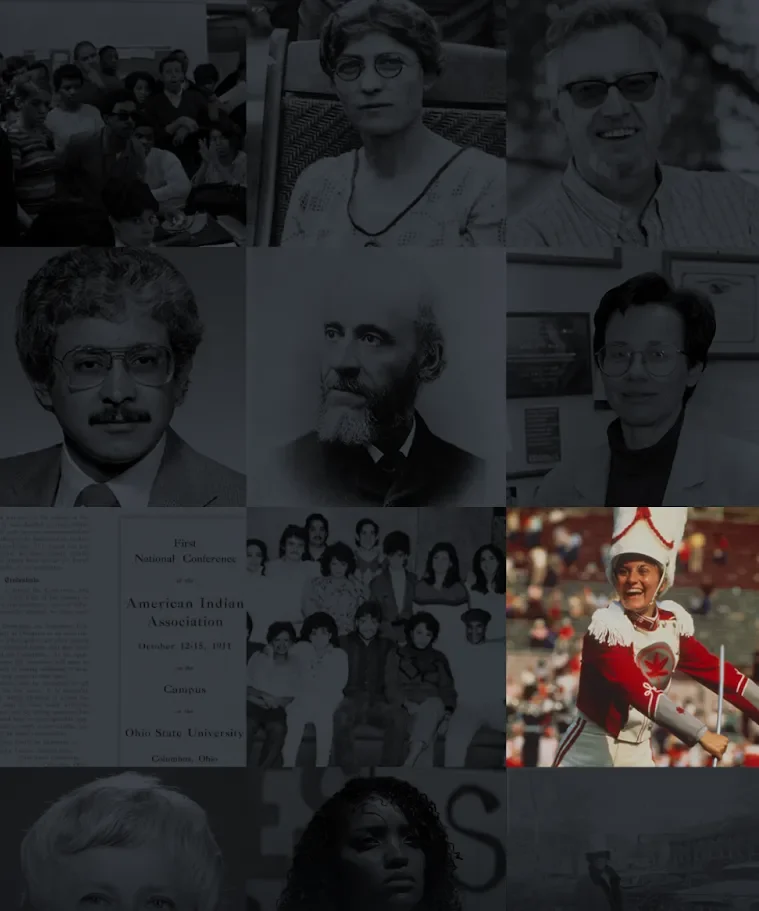 Grid of Ohio State alumni, highlighting a Drum Major